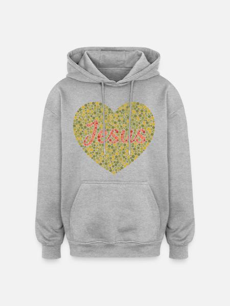 Jésus t’aime | Foi | Don - Sweat à capuche oversize unisexe - gris chiné