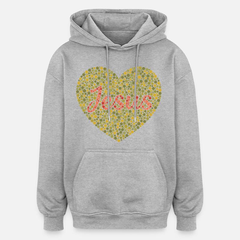 Jésus t’aime | Foi | Don - Sweat à capuche oversize unisexe - gris chiné