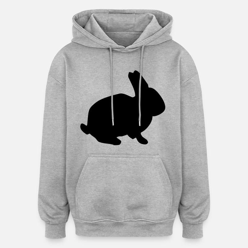 Hasen Silhouette - Oversized Unisex Hoodie - Grau meliert