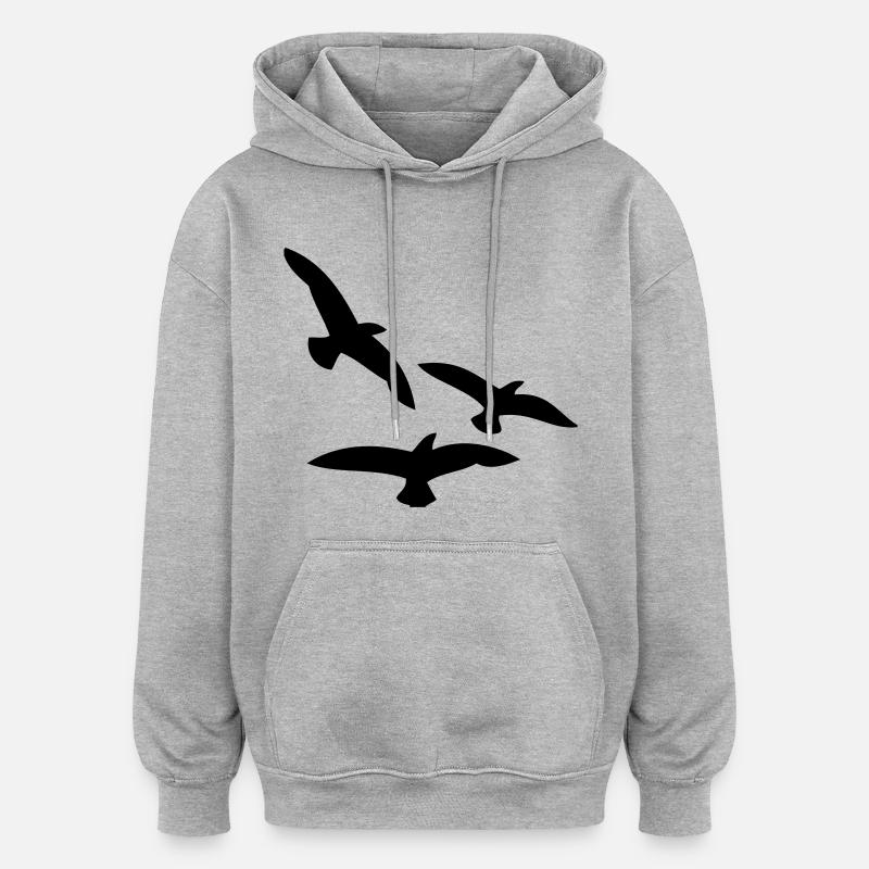 Vögel - Oversized Unisex Hoodie - Grau meliert