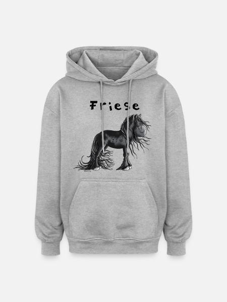 Niedliches Friesenpferd - Oversized Unisex Hoodie - Grau meliert