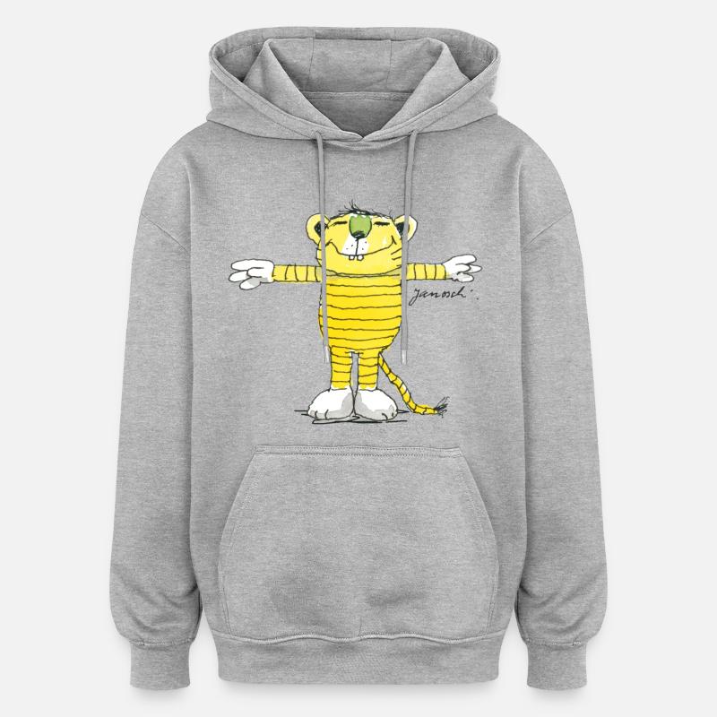 Janosch Pose Tigre - Sweat à capuche oversize unisexe - gris chiné