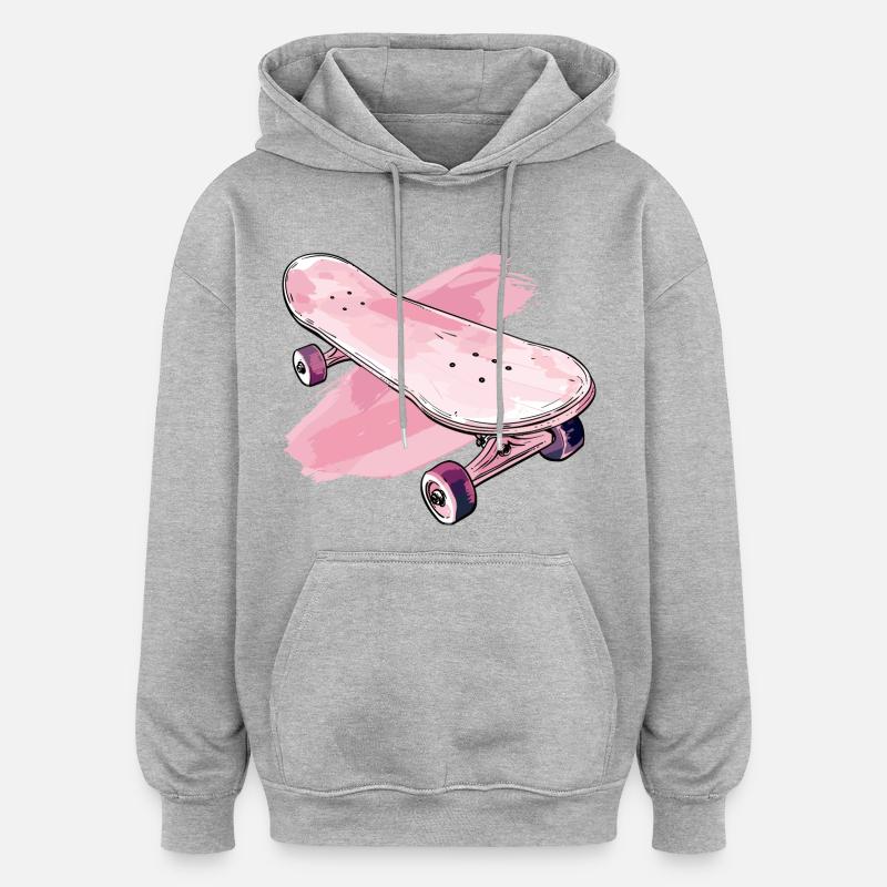 Graphiques de skateboard - Sweat à capuche oversize unisexe - gris chiné
