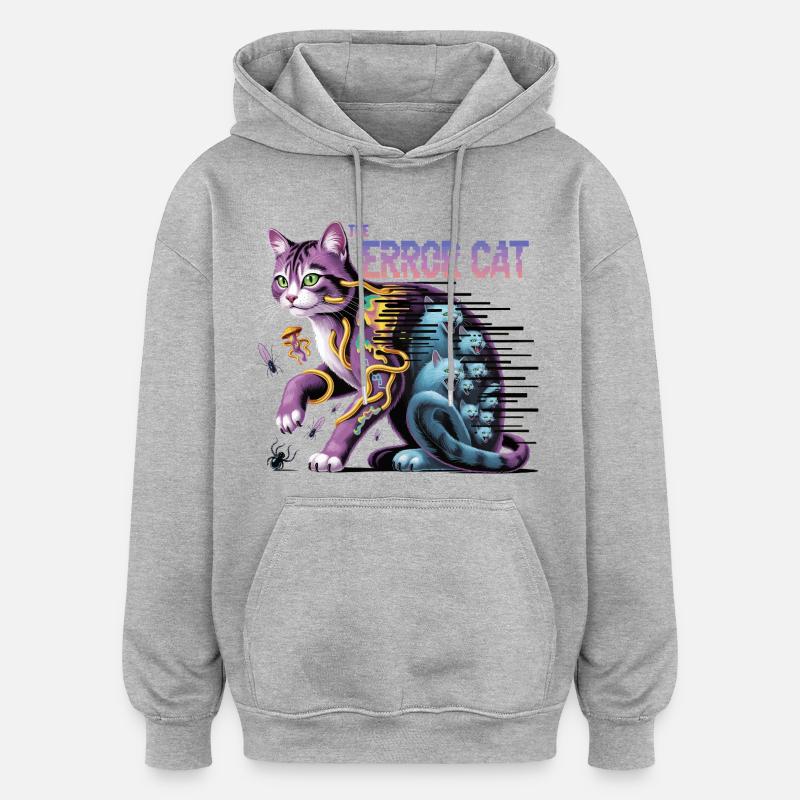 L’art numérique du chat errant - Sweat à capuche oversize unisexe - gris chiné