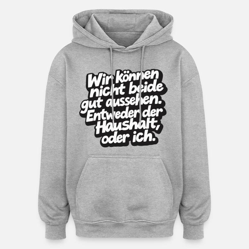 Dire drôle à la maison - Sweat à capuche oversize unisexe - gris chiné
