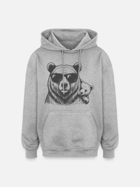 Bears dad with baby - Oversized Unisex Hoodie - heather grey