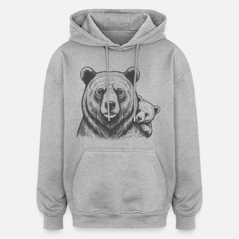 Papa et bébé des Bears - Sweat à capuche oversize unisexe - gris chiné