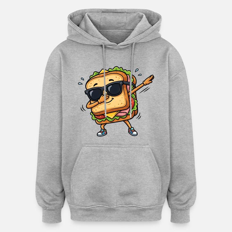 Sandwich à tamponner - Sweat à capuche oversize unisexe - gris chiné