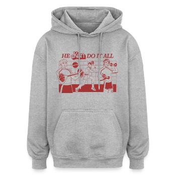 Ken Design Spruch He Ken Do It All - Oversized Unisex Hoodie - Grau meliert - Vorne - Noah (186cm)