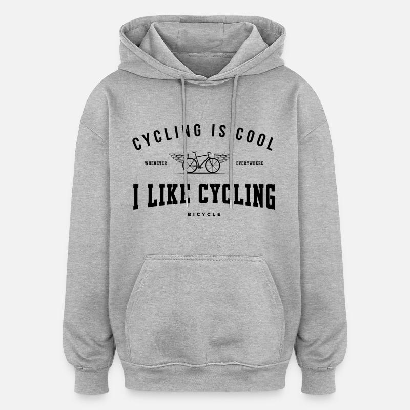 Cyclisme - Sweat à capuche oversize unisexe - gris chiné