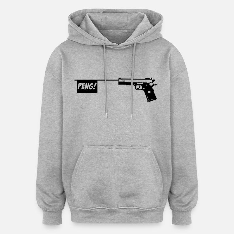 Gun PENG! Gadget canon 1c - Sweat à capuche oversize unisexe - gris chiné