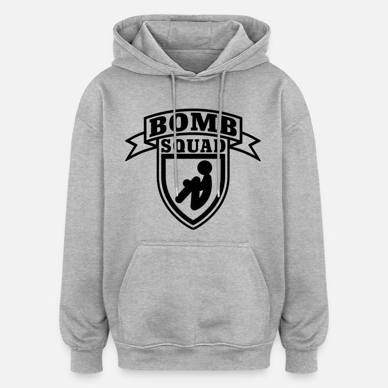 Bomb Squad - Sweat à capuche oversize unisexe - gris chiné