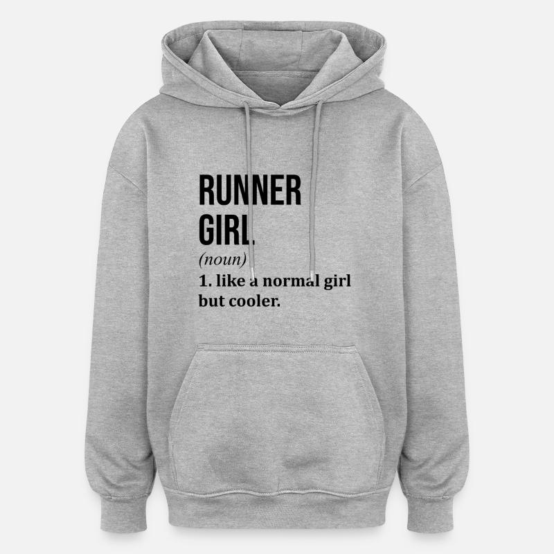 course - Sweat à capuche oversize unisexe - gris chiné