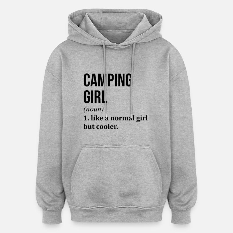 Camping - Sweat à capuche oversize unisexe - gris chiné