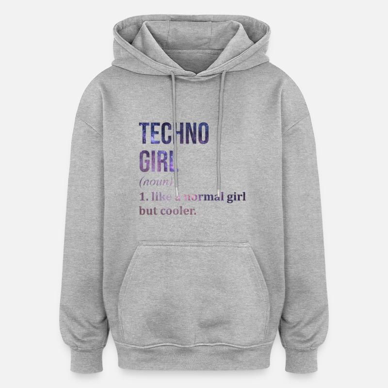 techno - Sweat à capuche oversize unisexe - gris chiné