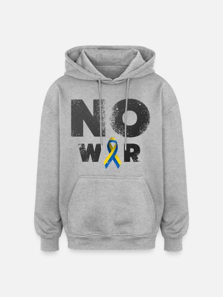 No War in Ukraine Design - Oversized Unisex Hoodie - heather grey