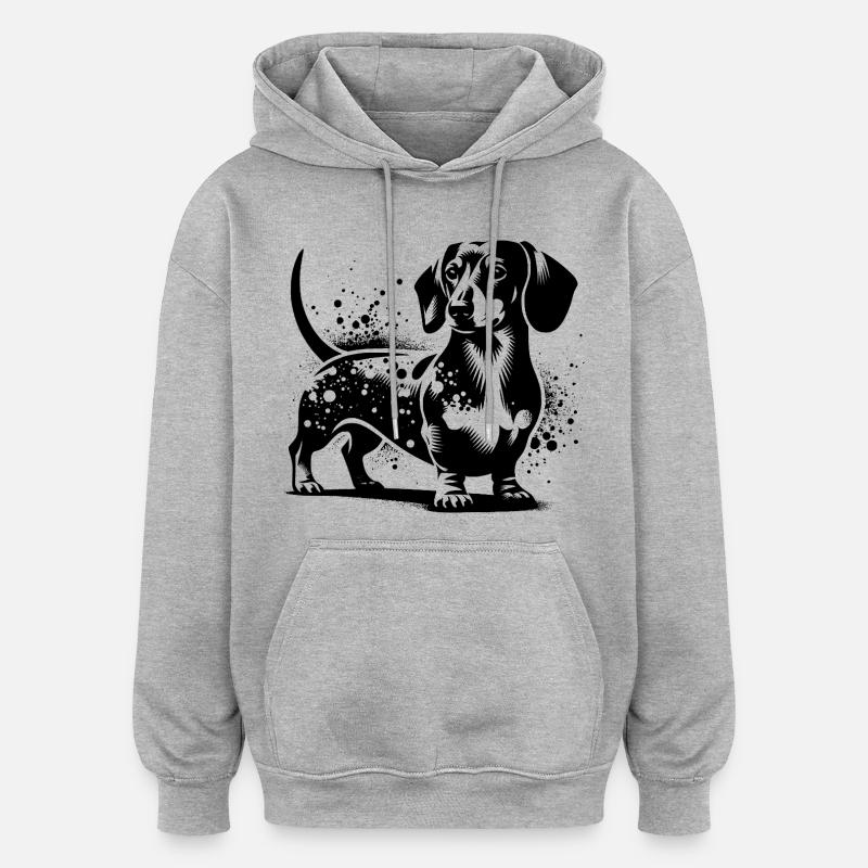 Teckel - Sweat à capuche oversize unisexe - gris chiné