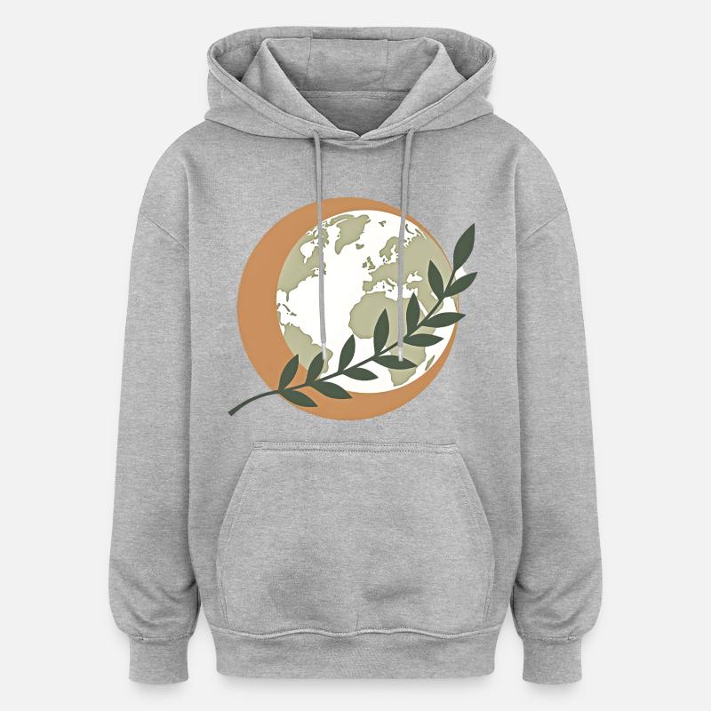 Globe de la Paix Verte - Sweat à capuche oversize unisexe - gris chiné