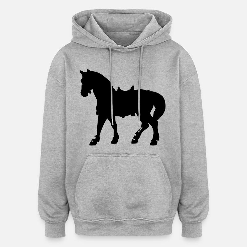 Cheval - Sweat à capuche oversize unisexe - gris chiné