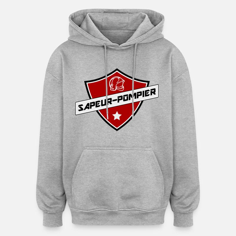 blason sapeur-pompier - Sweat à capuche oversize unisexe - gris chiné