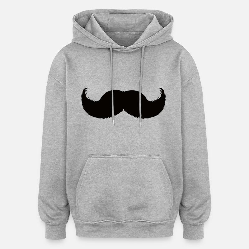 Moustache - Sweat à capuche oversize unisexe - gris chiné