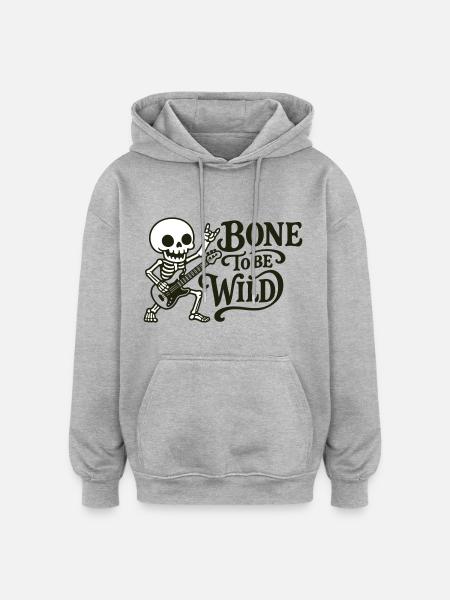 Bone to be wild - Oversized Unisex Hoodie - Grau meliert