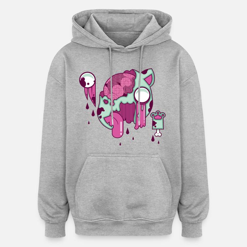 Spencer le chat - Sweat à capuche oversize unisexe - gris chiné