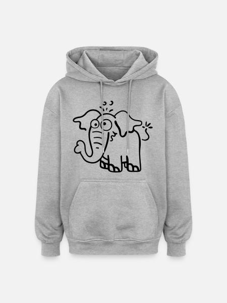 Funny elephant - Oversized Unisex Hoodie - heather grey