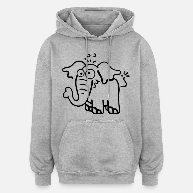 Drôle d'éléphant. - Sweat à capuche oversize unisexe - gris chiné