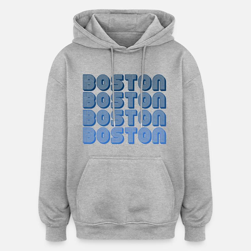 Boston Block Grid Pattern - Oversized Unisex Hoodie - heather grey