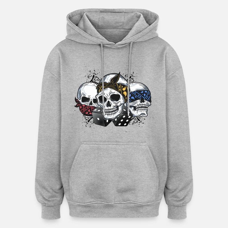Des crânes avec bandana ! - Sweat à capuche oversize unisexe - gris chiné