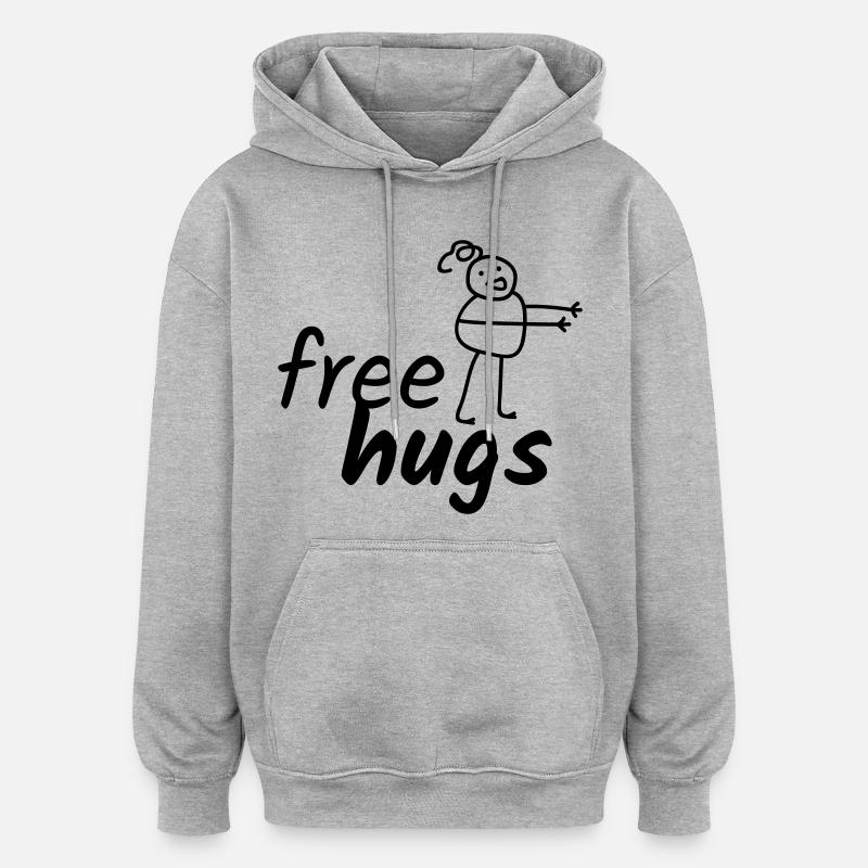 Câlins gratuits - Sweat à capuche oversize unisexe - gris chiné