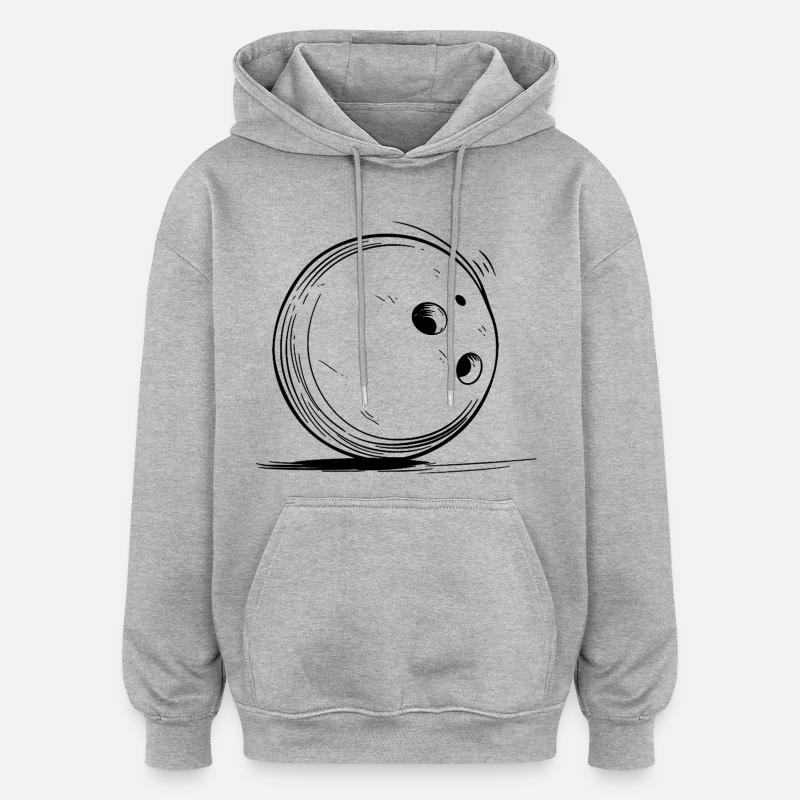 Dessin de boule de bowling - Sweat à capuche oversize unisexe - gris chiné