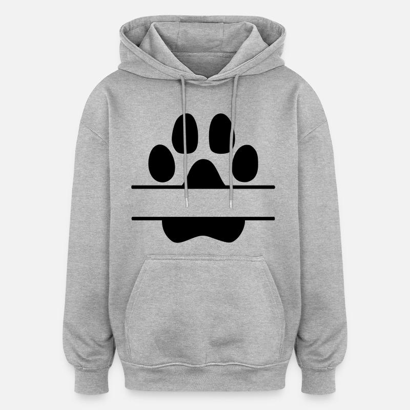 Pattes de chien Étiquette de nom - Sweat à capuche oversize unisexe - gris chiné