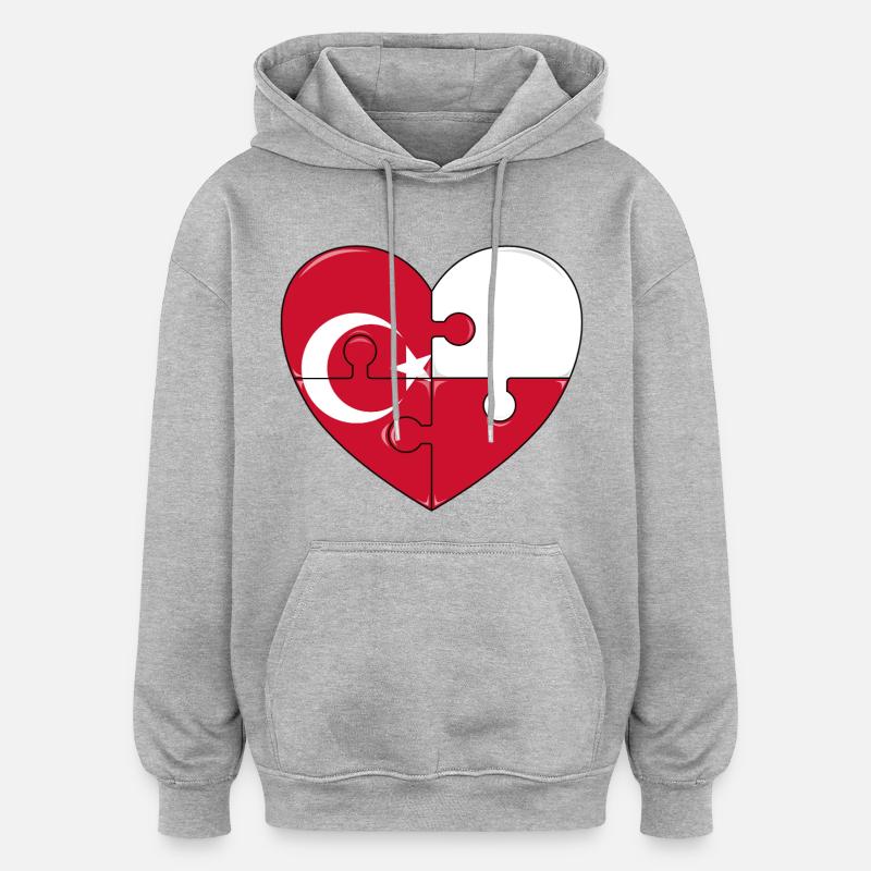 Puzzleherz Flaggenfusion - Oversized Unisex Hoodie - Grau meliert