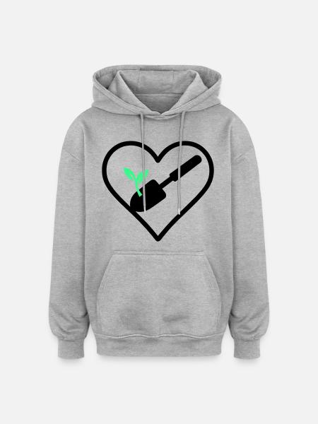 Gardening Heart – Green Passion - Oversized Unisex Hoodie - heather grey
