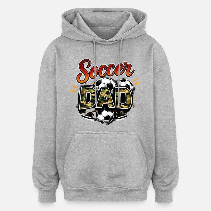 Papa footballeur - Sweat à capuche oversize unisexe - gris chiné