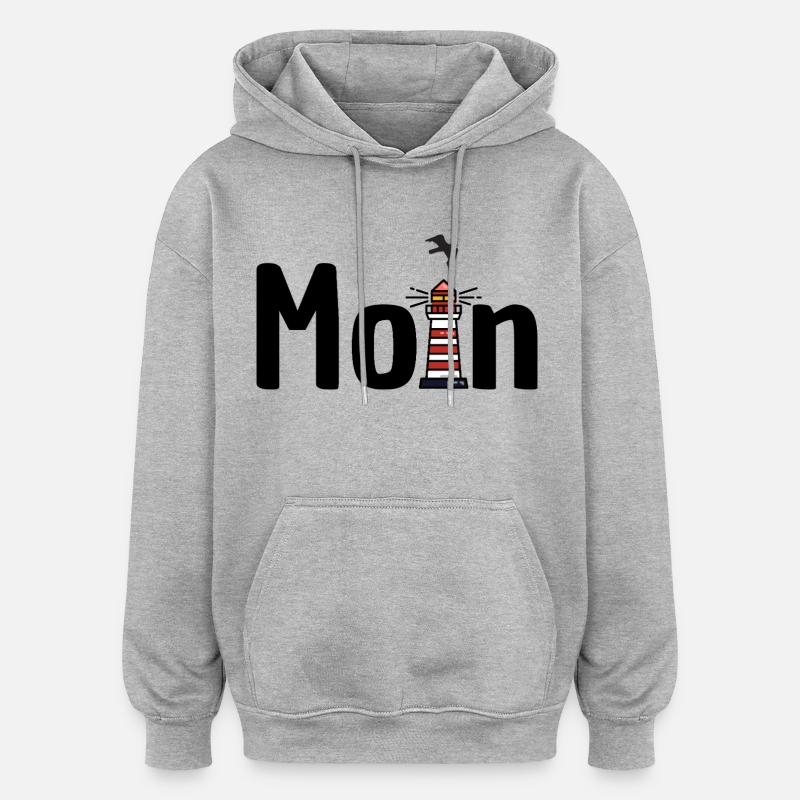 Moin Leuchtturm Möwe - Oversized Unisex Hoodie - Grau meliert