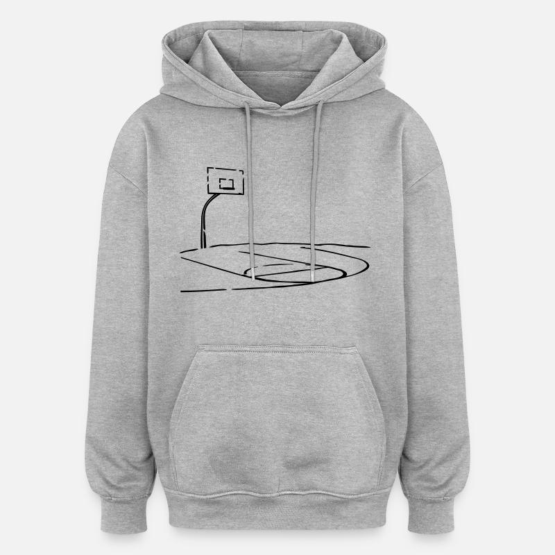 basket-ball court - Sweat à capuche oversize unisexe - gris chiné