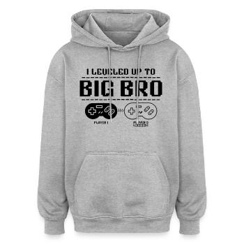 Zum großen Bruder 2025 aufgestiegen - Oversized Unisex Hoodie - Grau meliert - Vorne - Noah (186cm)