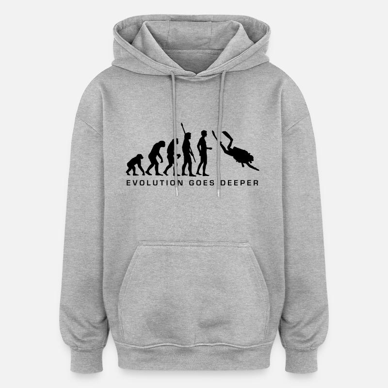 evolution_taucher_b - Oversized Unisex Hoodie - Grau meliert