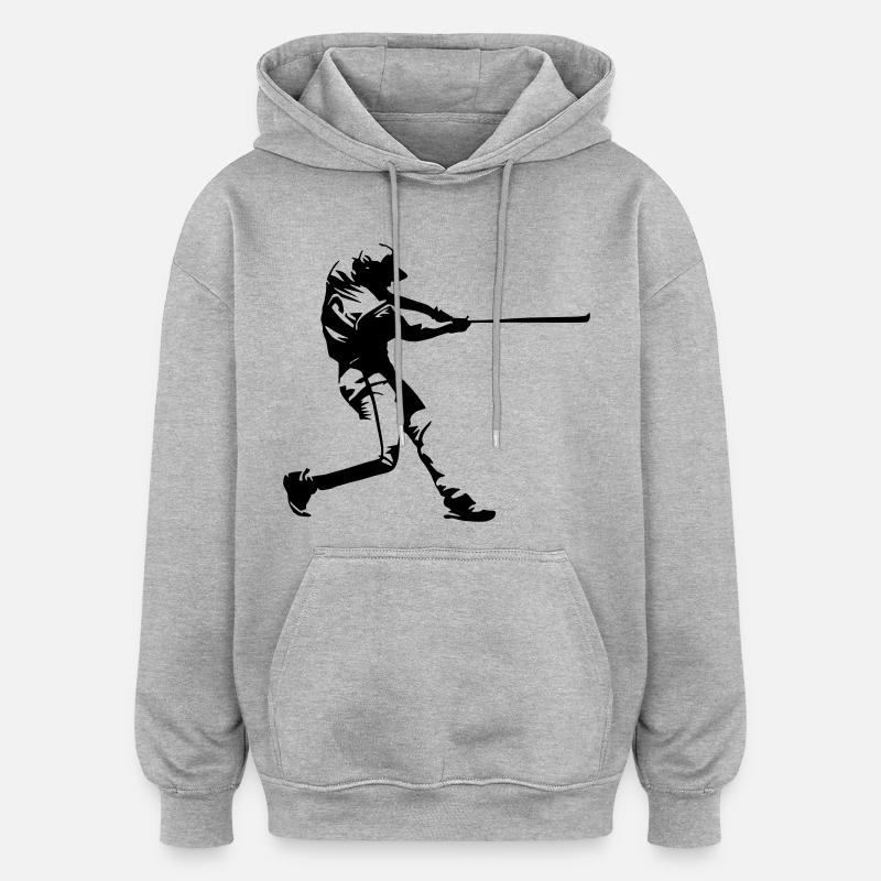 Conception de baseball - Sweat à capuche oversize unisexe - gris chiné