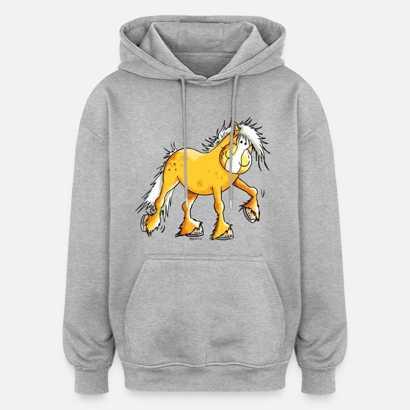 Hera der Haflinger - Oversized Unisex Hoodie - Grau meliert