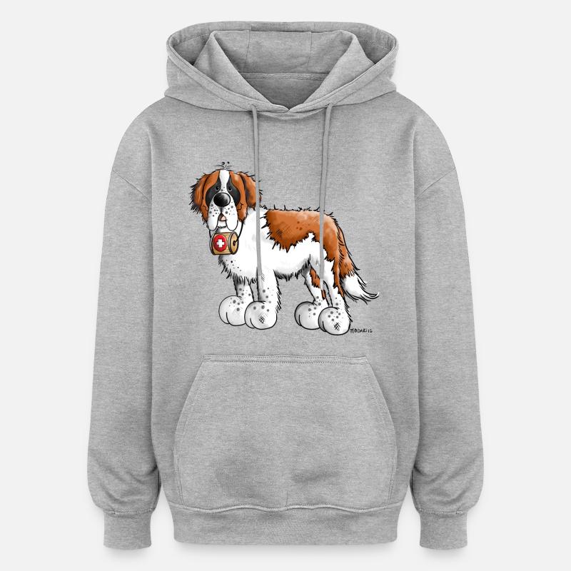 Saint Bernard - Sweat à capuche oversize unisexe - gris chiné
