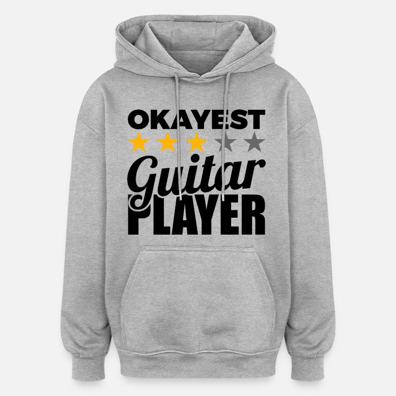 Okayest Guitariste - Sweat à capuche oversize unisexe - gris chiné