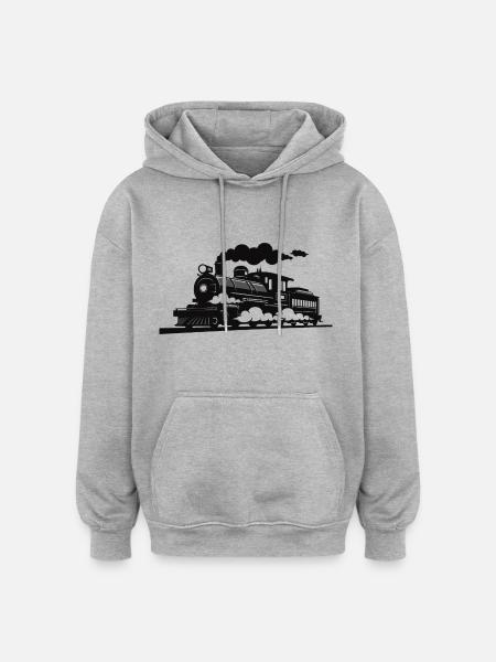 Dampflokomotive - Oversized Unisex Hoodie - Grau meliert