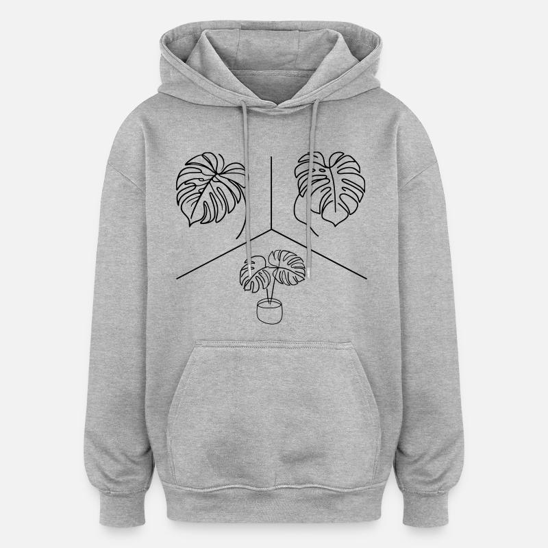 Conception Monstera - Sweat à capuche oversize unisexe - gris chiné