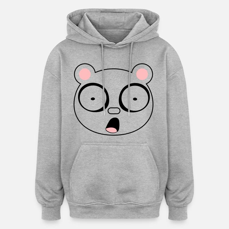 panda - Sweat à capuche oversize unisexe - gris chiné