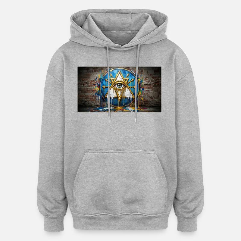 Œil triangulaire de Garffiti - Sweat à capuche oversize unisexe - gris chiné