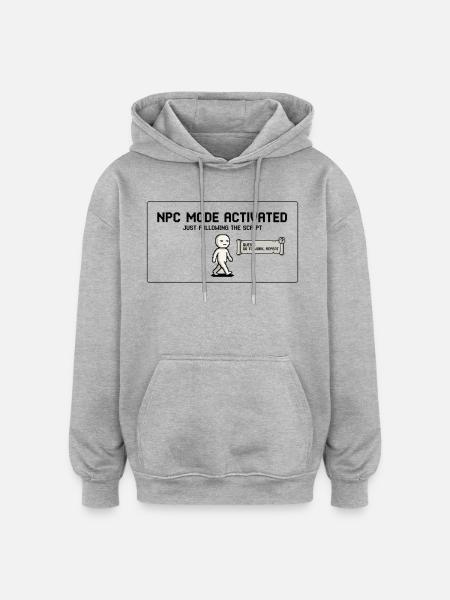 NPC Mode Activated Shirt – Gaming Meme - Oversized Unisex Hoodie - Grau meliert